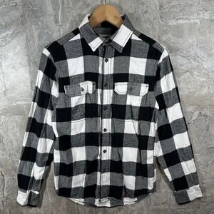 George black & white plaid flannel shirt custom ghost face scream Sz XS flannel